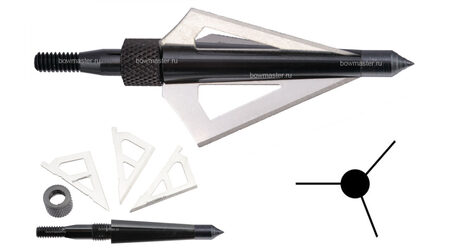 купите Наконечники охотничьи Man-kung MK-3BAL фиксированные, 100 гран, 3 лезвия (3 шт.) в Барнауле